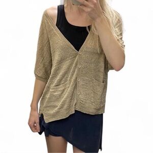 Tan/Gold Slouchy Cardigan Sweater (new)
